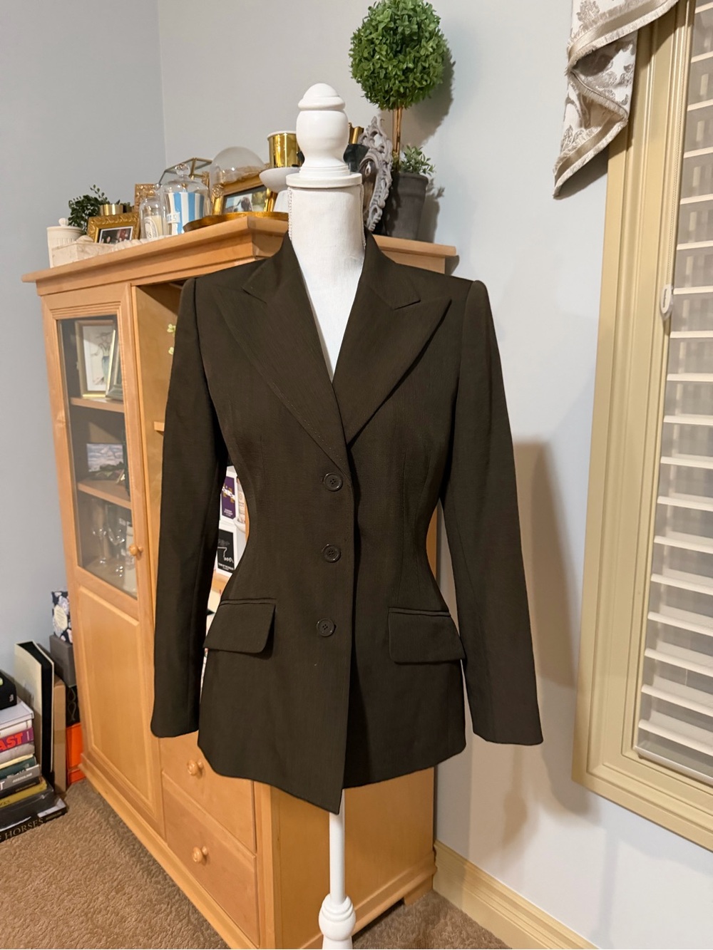 Anne Klein Women’s Dark Brown Tailored Blazer Jacket Size 4